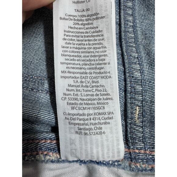 Hollister High Rise A-Line Denim Shorts Blue Embroidered Floral W24 00 - Picture 7 of 7